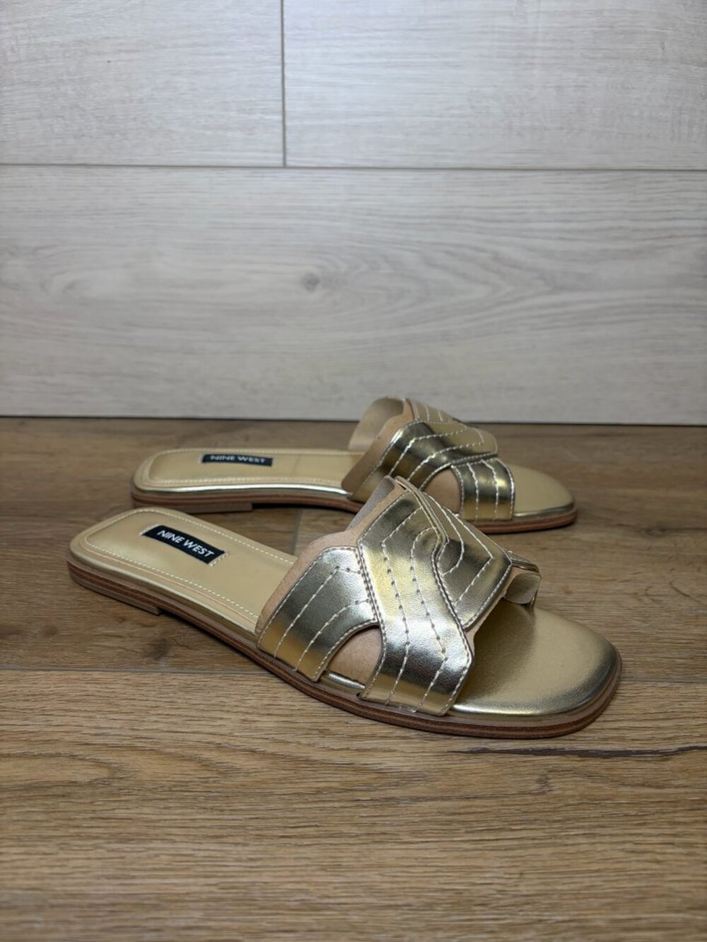 NINE WEST Gammy Slide Sandal Women's Gold Size 8.5M